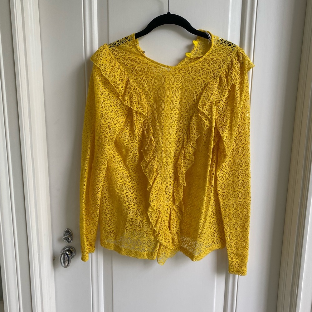 Roseanne yellow eyelet lace blouse
